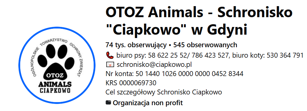 Schronisko dla bezdomnych zwierząt w Gdyni, Ciapkowo, miejsce, które wspieramy