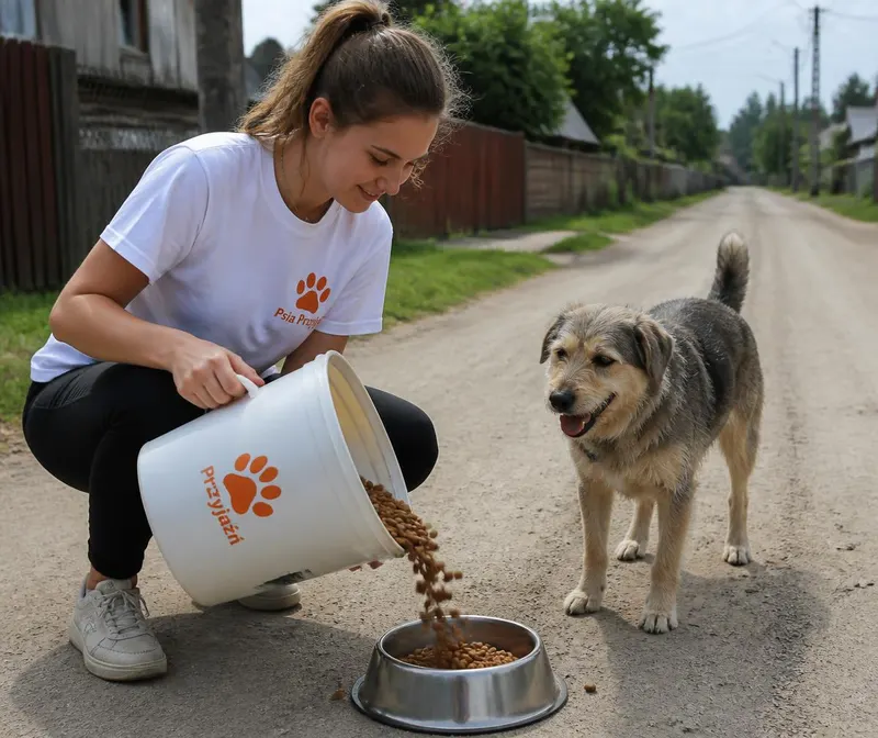3. Psiaki dostają jedzenie